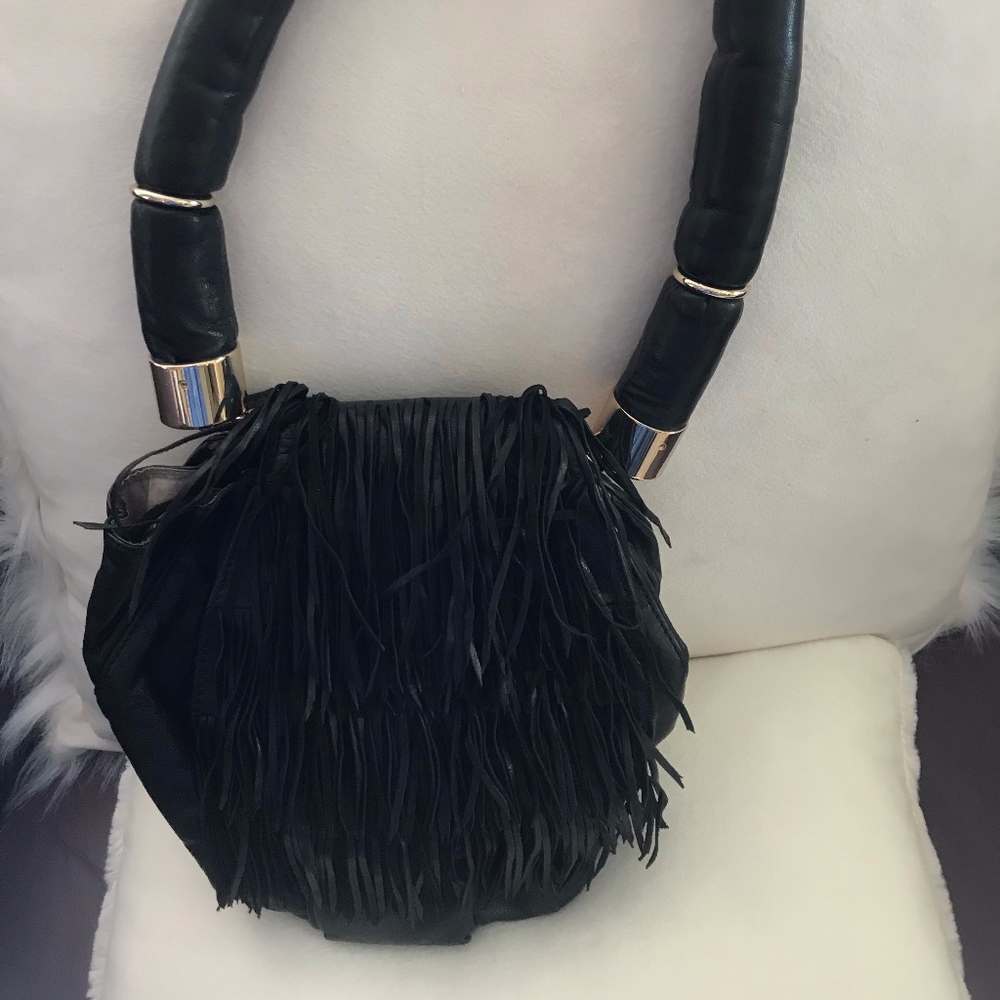 Cynthia Rowley Black Fringe bag